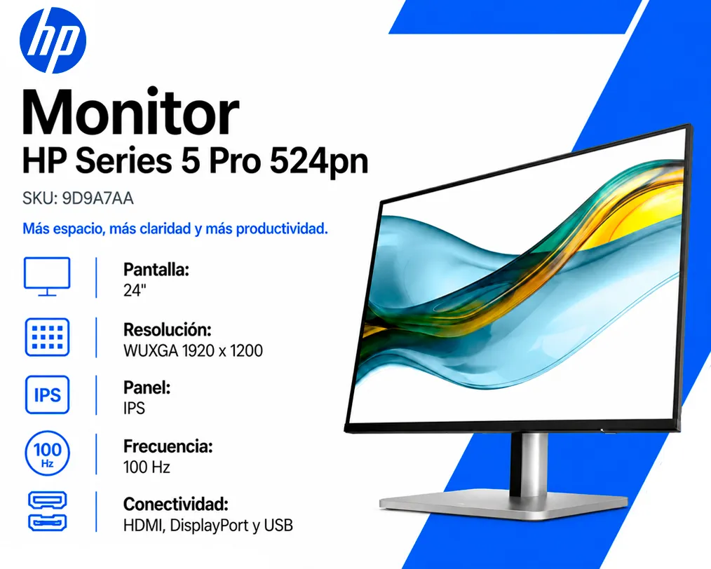 Monitor HP Series 5 Pro 524pn 24” WUXGA IPS 100Hz | 9D9A7AA - imagen 1