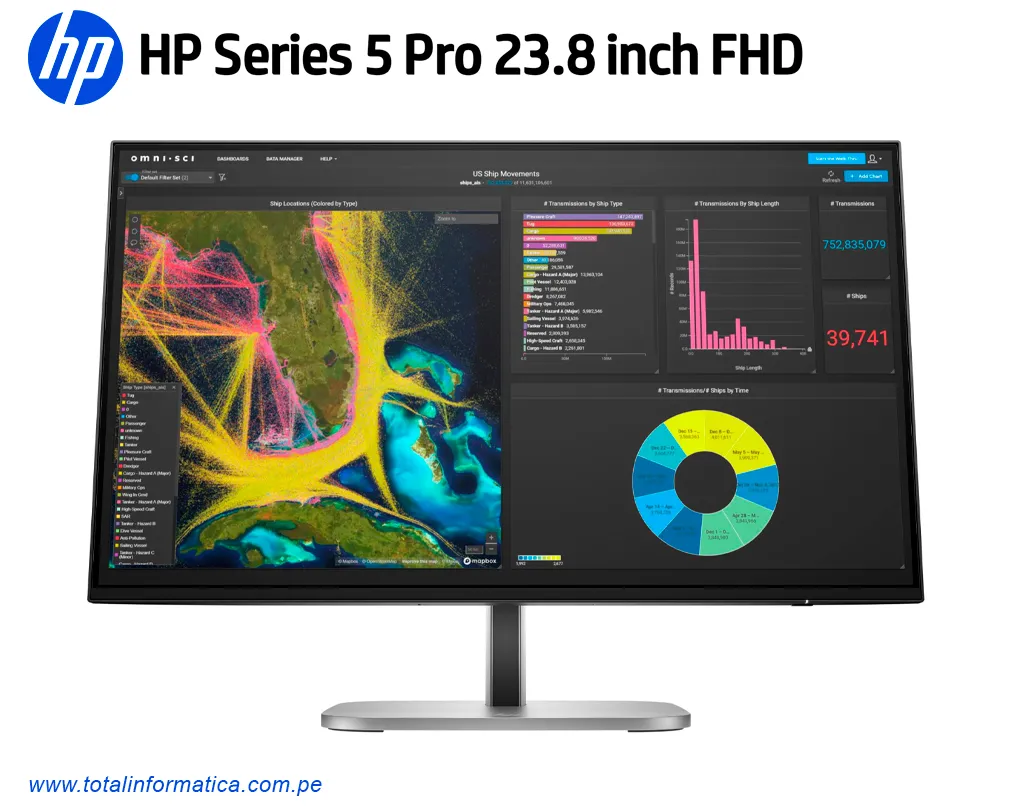 Monitor HP Series 5 Pro 524pf 23.8” FHD IPS 100Hz | 9D9L6UT - imagen 2