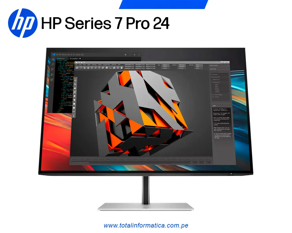 Monitor HP 7 Pro 24pn  24" WUXGA IPS 100Hz HDMI DP | 8X534AA - imagen 2