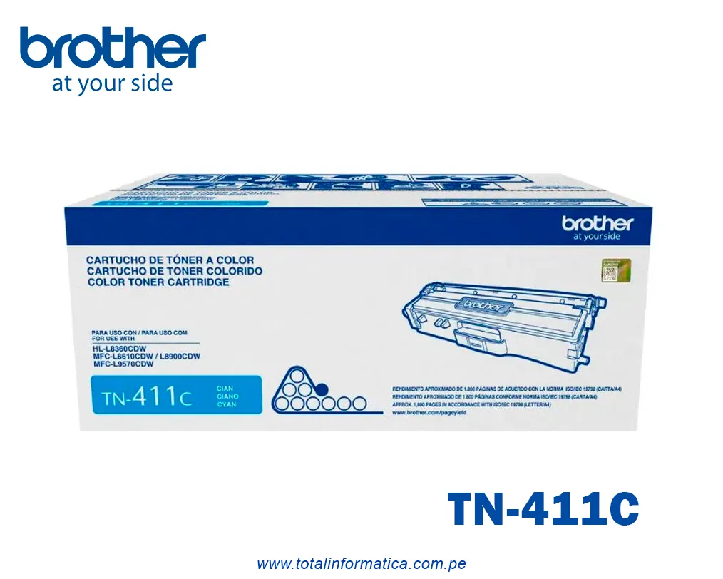 Toner BROTHER TN411C Cyan Original / MFC-L8900CDW, 1800 Pág. - imagen 2