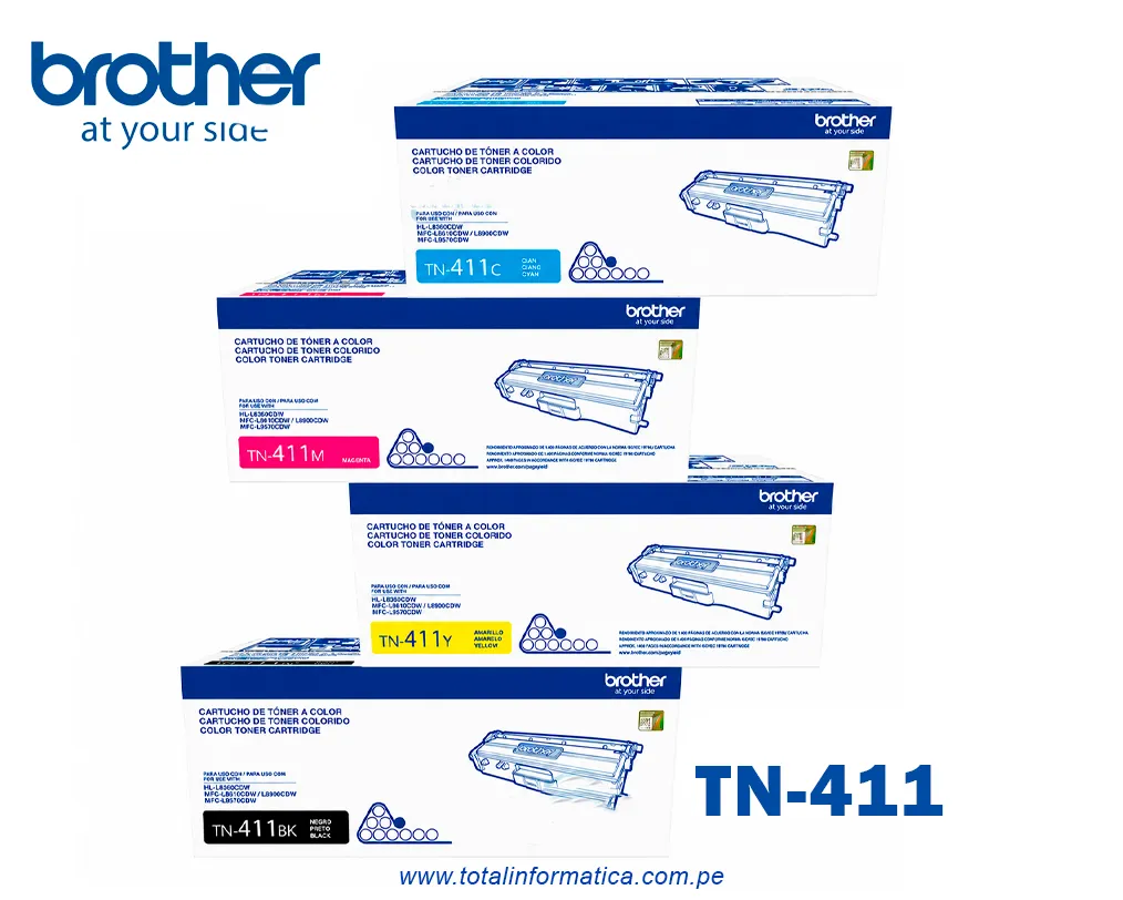 Toner BROTHER TN411C Cyan Original / MFC-L8900CDW, 1800 Pág. - imagen 3