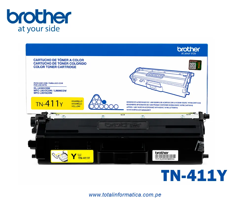 Toner BROTHER TN411Y Yellow Original / MFC-L8900CDW, 1800 Pág. - imagen 2