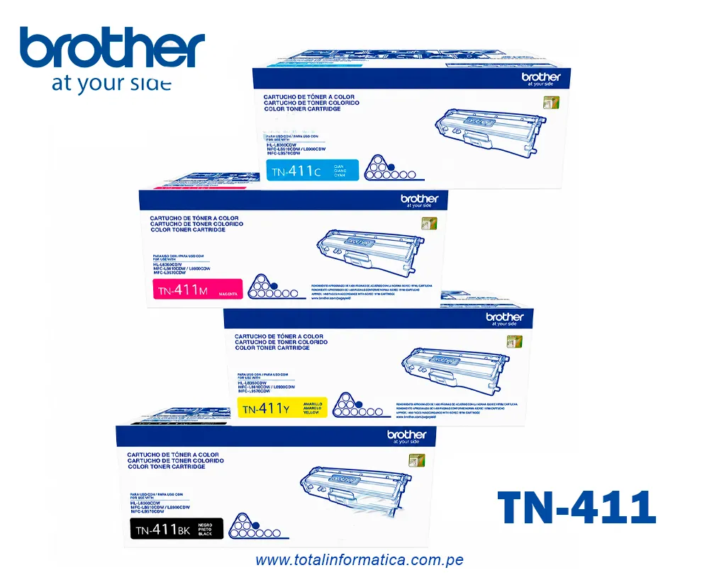 Toner BROTHER TN411Y Yellow Original / MFC-L8900CDW, 1800 Pág. - imagen 3