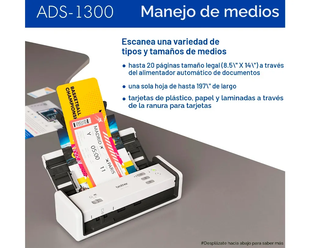 BROTHER ADS-1300 Escaner de Documentos con Dúplex / ADF - imagen 3