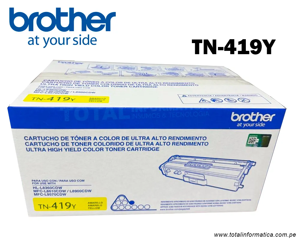BROTHER TN419C Yellow Tóner Original Para HL-LC8900CDW 9000 pag. - imagen 2