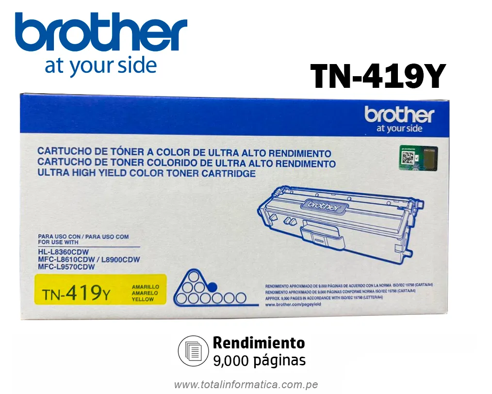 BROTHER TN419C Yellow Tóner Original Para HL-LC8900CDW 9000 pag. - imagen 1