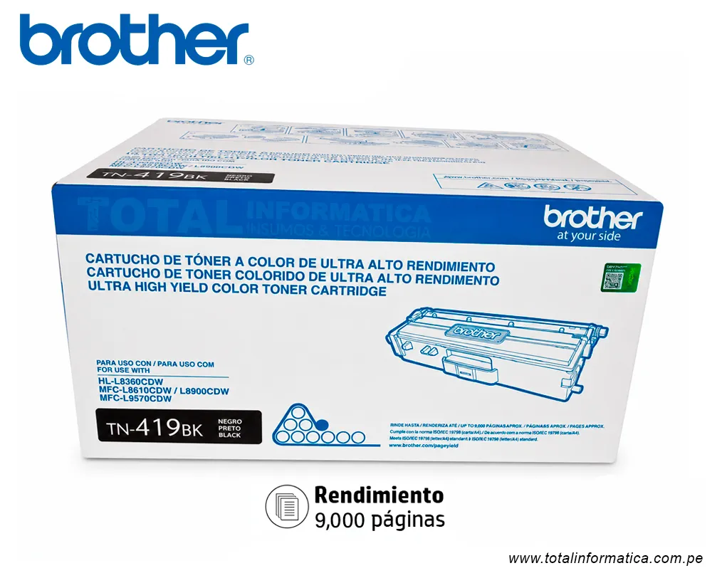 BROTHER TN419BK Black Tóner Original Para HL-LC8900CDW 9000 pag. - imagen 1