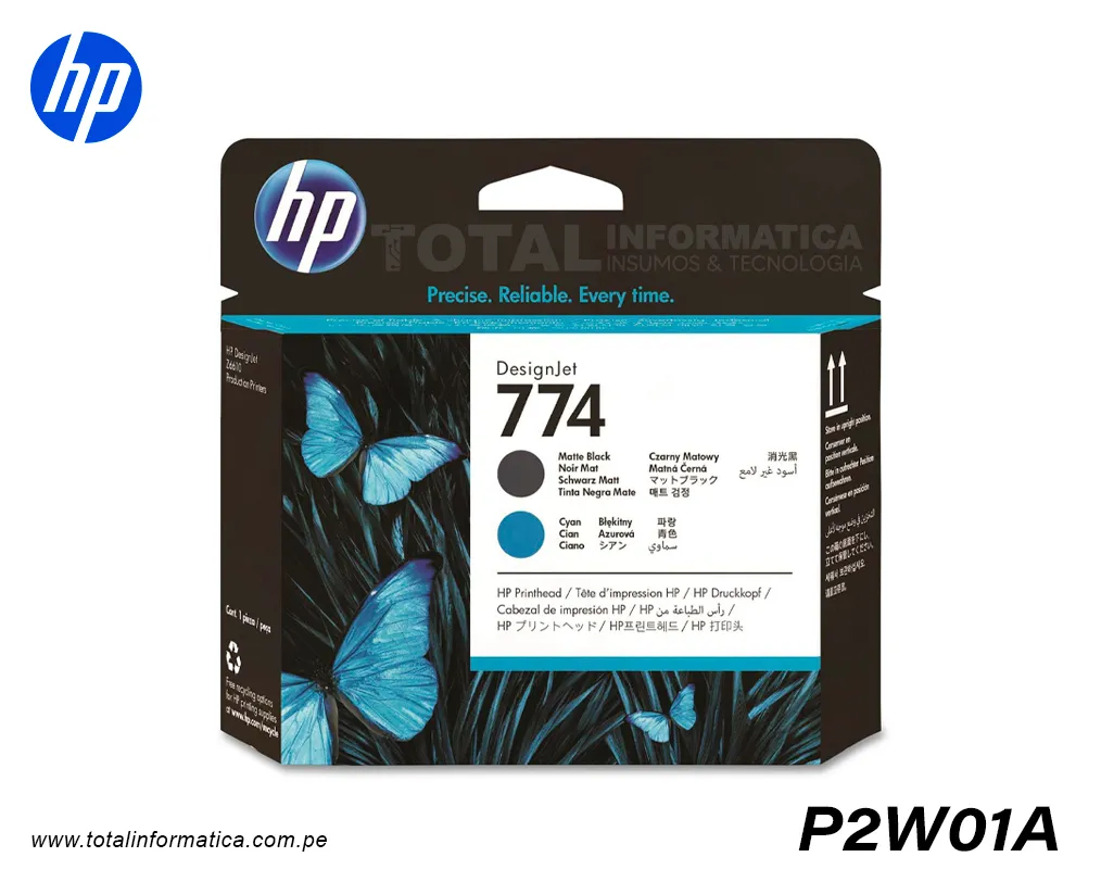 Cabezal HP 774 P2W01A Negro Mate y Cian para DesignJet Z6810 - imagen 1
