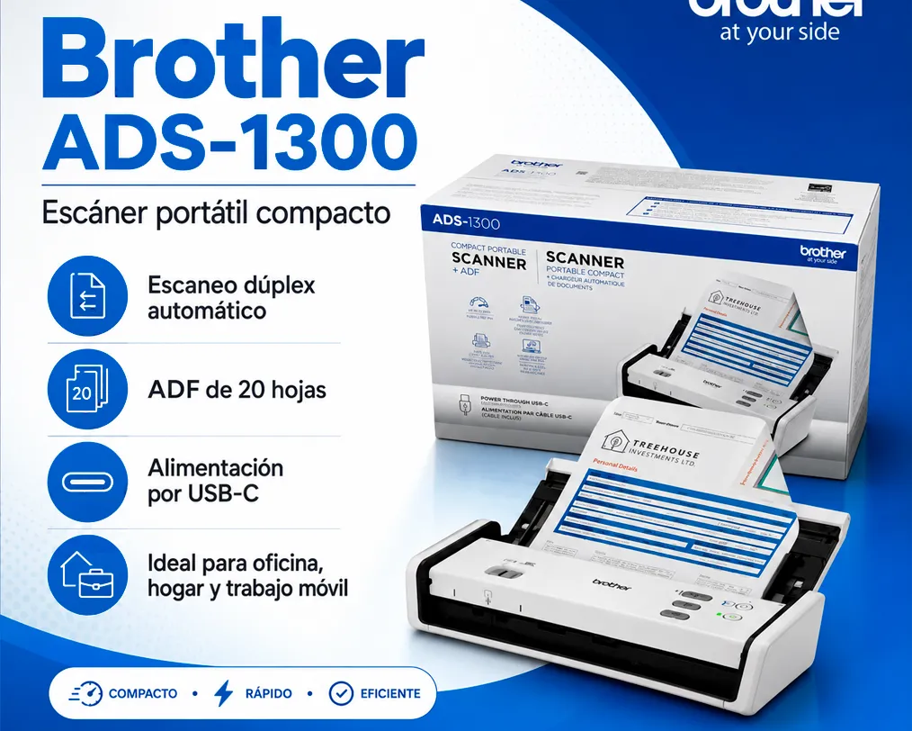 BROTHER ADS-1300 Escaner de Documentos con Dúplex / ADF - imagen 2