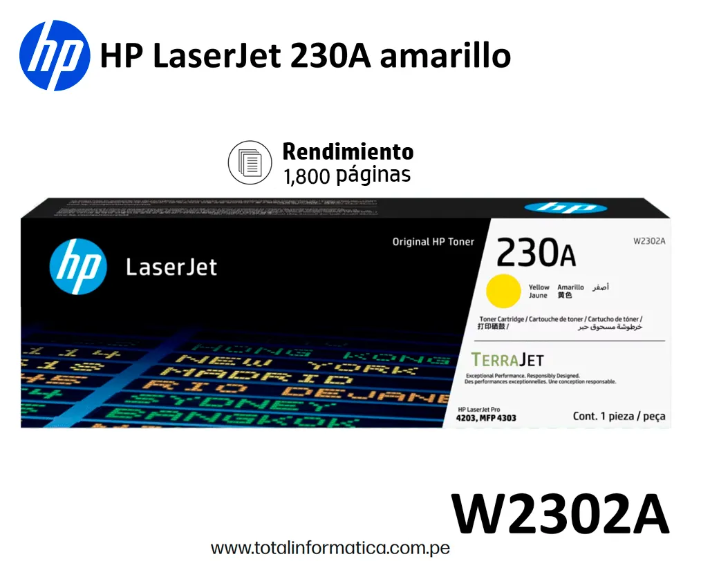  HP 230A W2302A Yellow Toner Original 1,800 Pág. - imagen 1