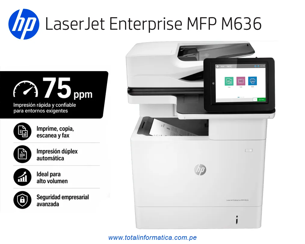 Multifuncional HP M636fh 7PT00A Láser Monocromática 75 ppm - imagen 1