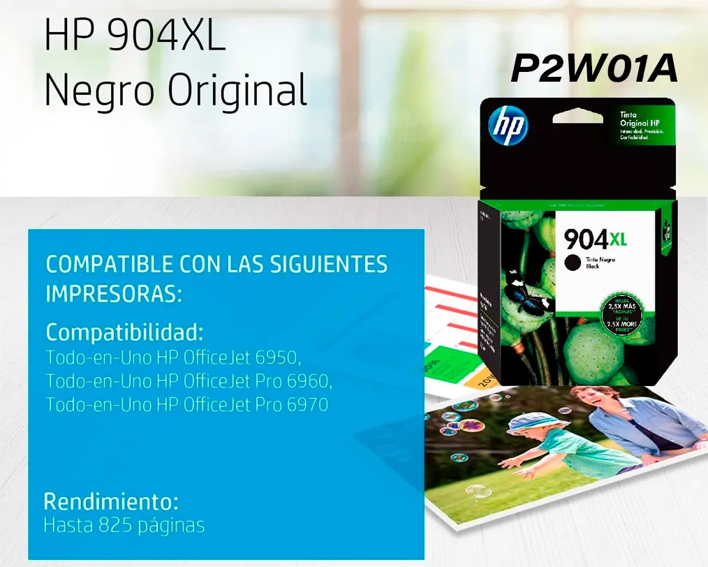 TINTA HP 904XL BLACK ( T6M16AL ) OFFICEJET PRO 6961, 825 PGS - imagen 2