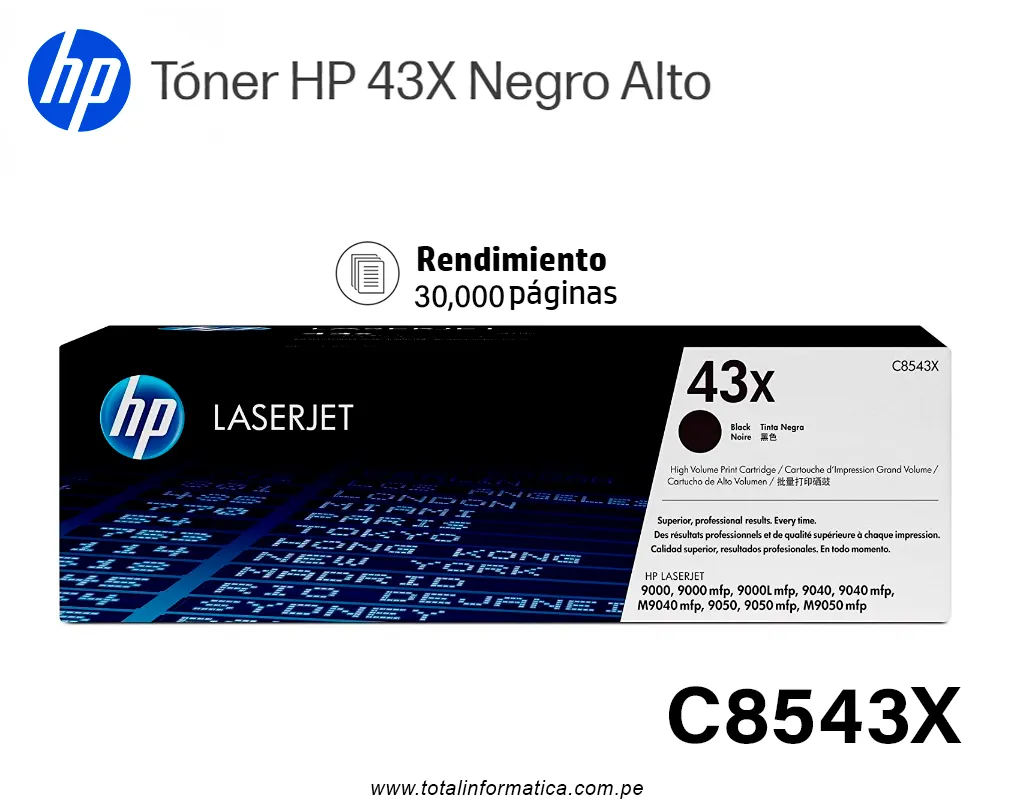 Toner HP 43X C8543X Negro ORIGINAL para LASERJET 9000 - imagen 1