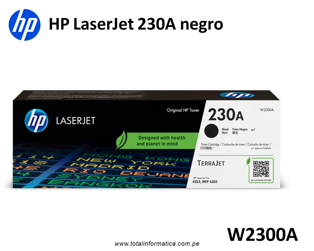 HP 230A W2300A Negro Tóner Original 2,000 Pág. - imagen 1