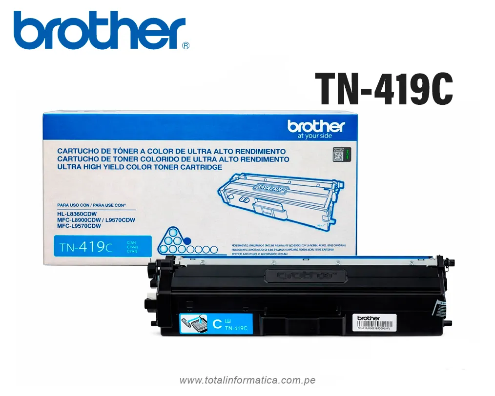 BROTHER TN419C Cyan Tóner Original Para HL-LC8900CDW 9000 pag. - imagen 2