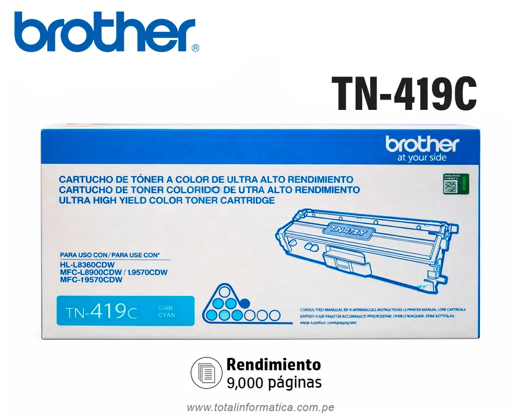 BROTHER TN419C Cyan Tóner Original Para HL-LC8900CDW 9000 pag. - imagen 1