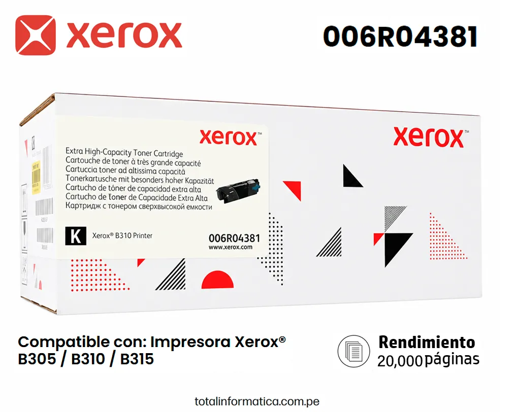 TONER 006R04381 Xerox Black Original Para B310/B315 20,000 Pág. - imagen 1