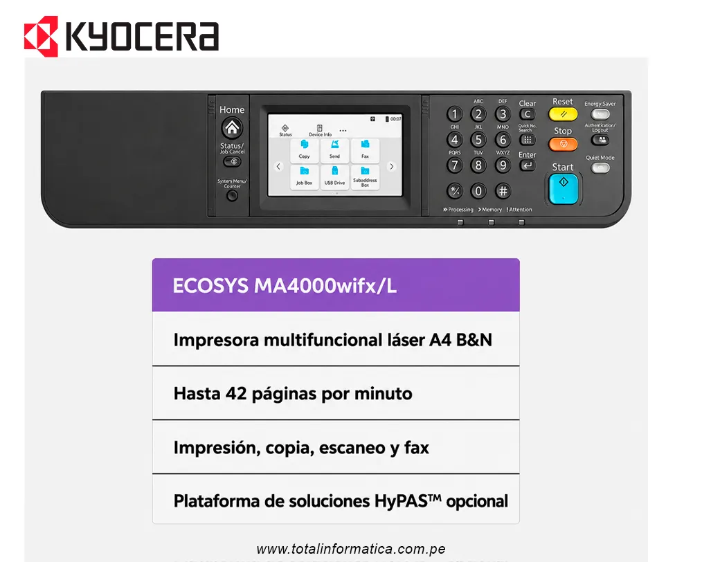 KYOCERA ECOSYS MA4000wifx/L Impresora Laser Multifuncional 42ppm - imagen 4