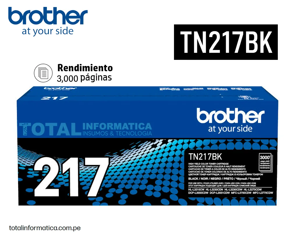 BROTHER TN217BK Black Toner Original 3000 Pag. - imagen 1