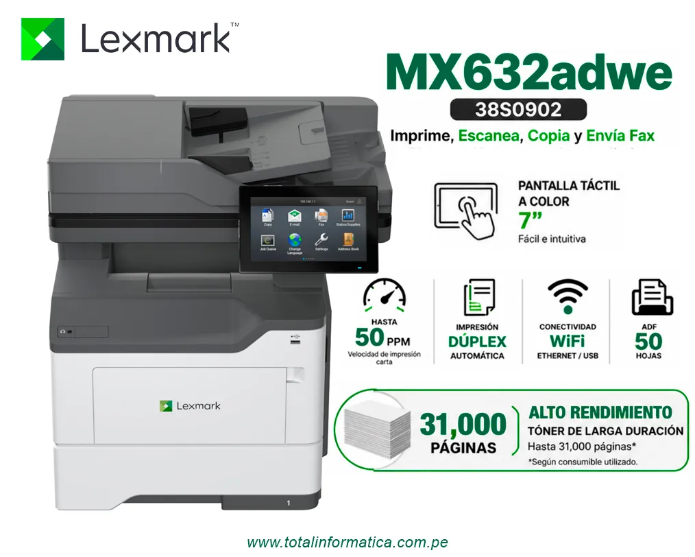 LEXMARK MX632ADWE 38S0902 Multifuncional Láser WiFi B/N - imagen 1