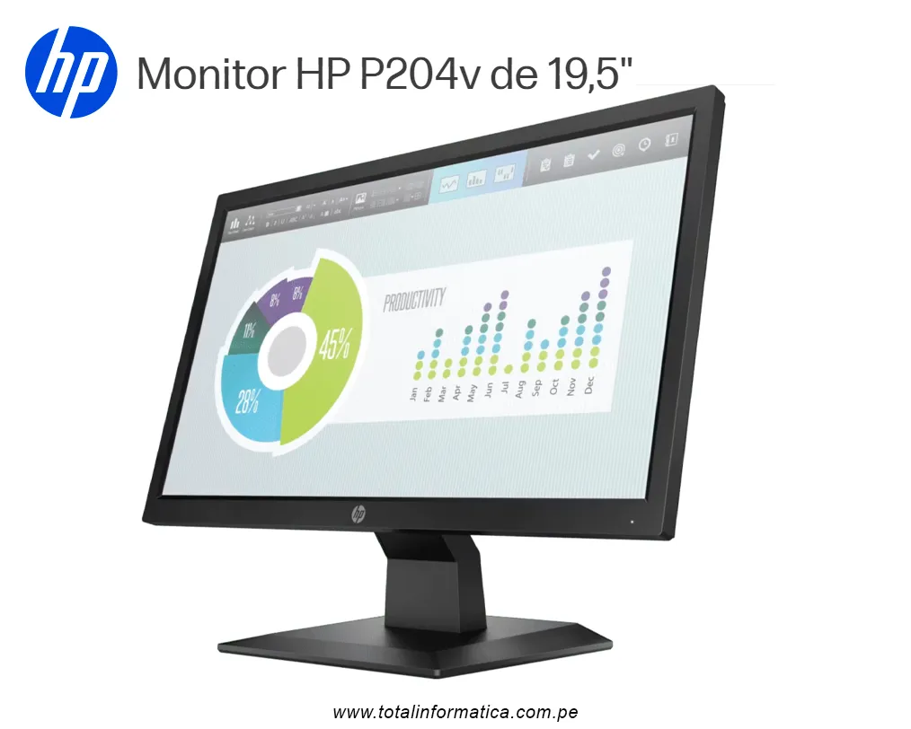 MONITOR HP P204V 5RD66AA 19.5" HD, 1600 X 900 A 60HZ, TN LED, HDMI VGA  - imagen 3