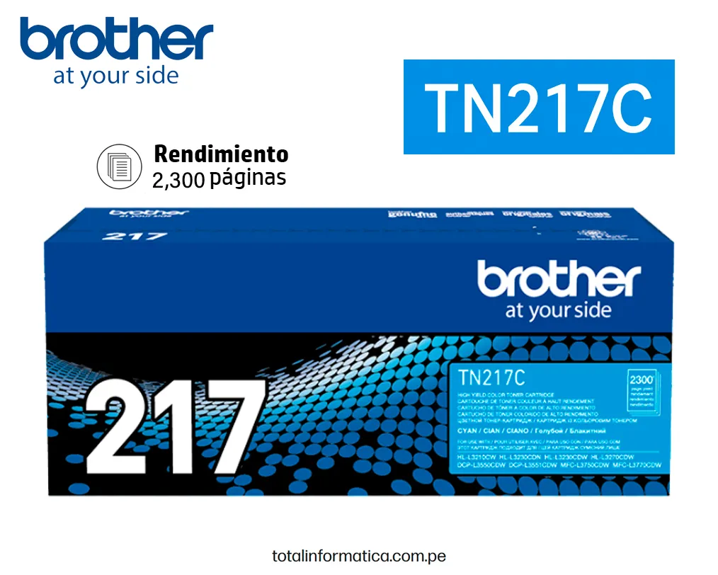 BROTHER TN217C Cyan Toner Original 2300 Pag. - imagen 1