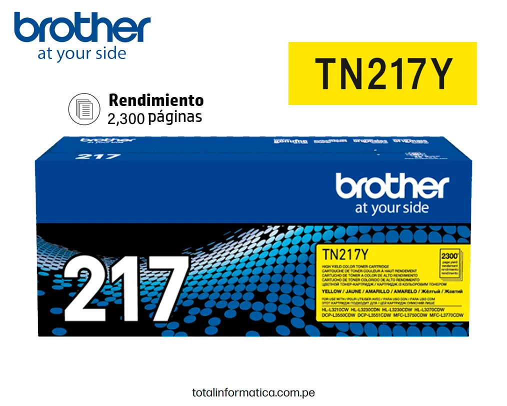 BROTHER TN217Y Yellow Toner Original 2300 Pag. - imagen 1