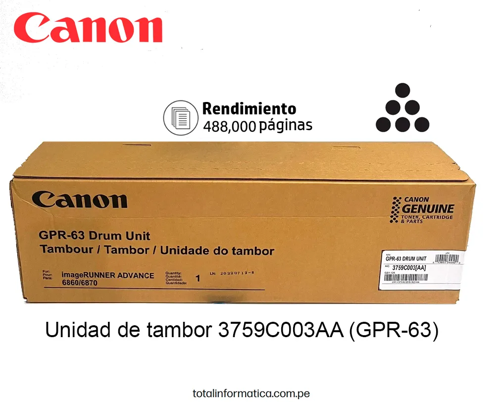 Unidad de Tambor GPR-63 3759C003AA ADVANCE DX 6870i/6860i/6855i 488,000 pag. - imagen 1