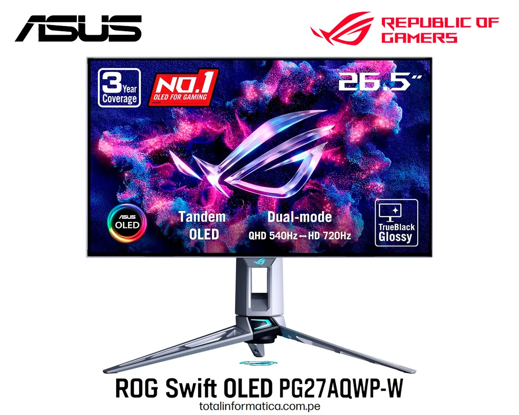 Monitor Asus ROG OLED Gaming PG27AQWP-W 26.5" 0.02MS 540HZ / 720HZ Woled - imagen 3