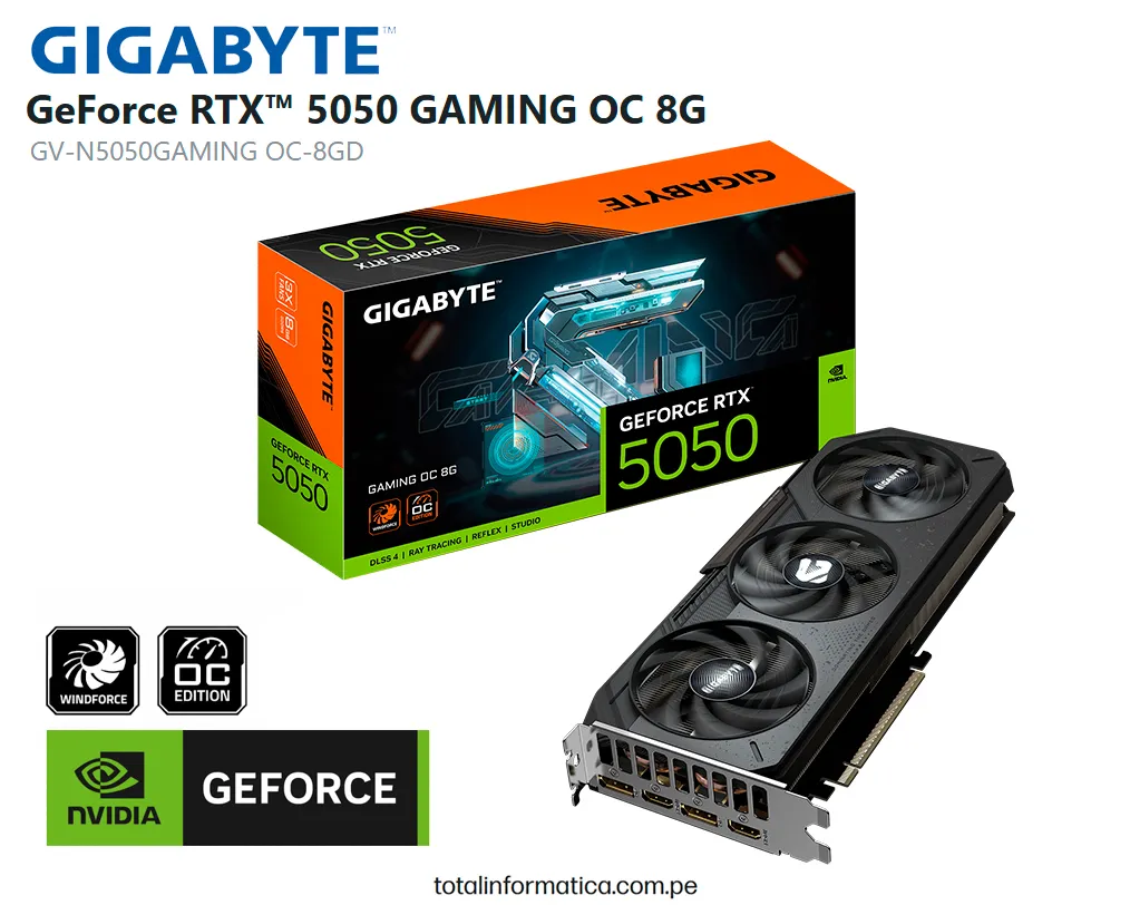  Tarjeta Grafica GIGABYTE GeForce RTX 5050 OC 8GB GDDR6 | GV-N5050GAMING OC-8GD - imagen 1