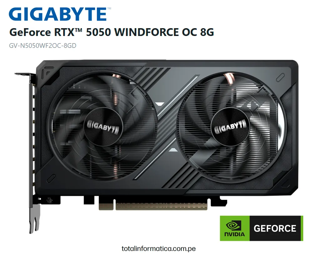 Tarjeta Grafica GIGABYTE GeForce RTX 5050 WINDFORCE OC 8GB GDDR6 | GV-N5050WF2OC-8GD - imagen 2