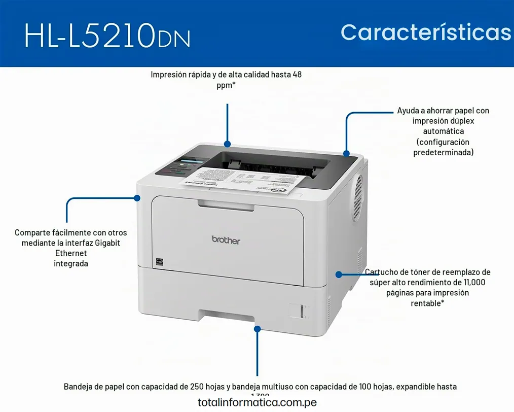 BROTHER HL-L5210DN Impresora Monocromatico Laser A4 50ppm - imagen 2