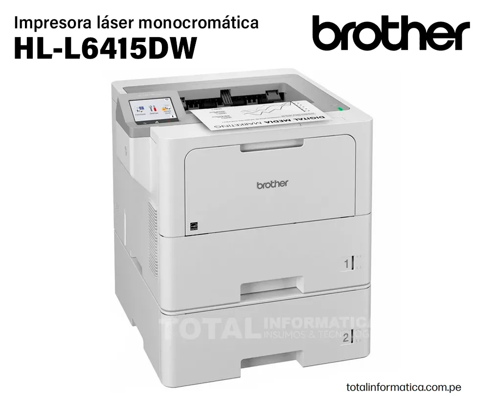 IMPRESORA Brother HL-L6415DW B/N Láser 52PPM Dúplex, Wi-Fi Y Ethernet. - imagen 2