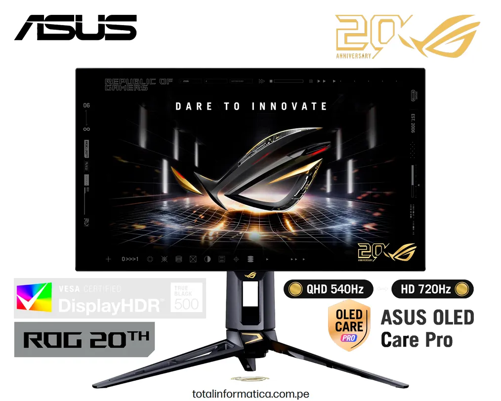Monitor Gaming ASUS ROG Swift OLED PG27AQWP-G 26.5” QHD 540Hz / 720Hz 0.02ms - imagen 1