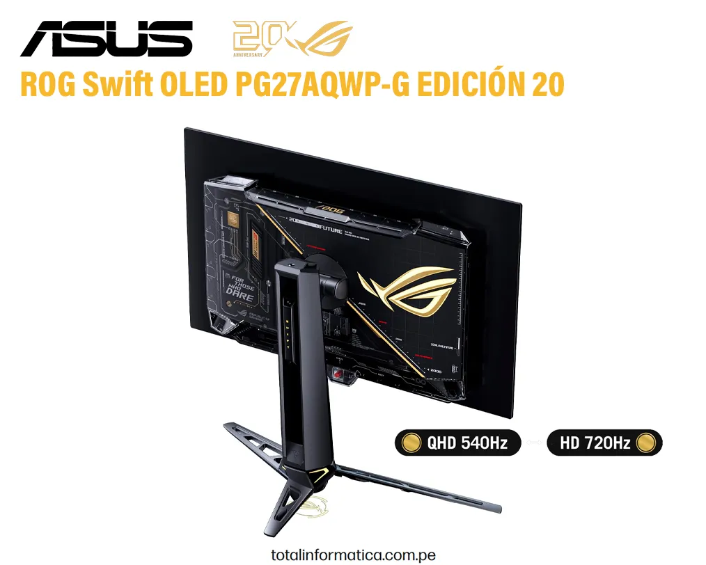 Monitor Gaming ASUS ROG Swift OLED PG27AQWP-G 26.5” QHD 540Hz / 720Hz 0.02ms - imagen 3
