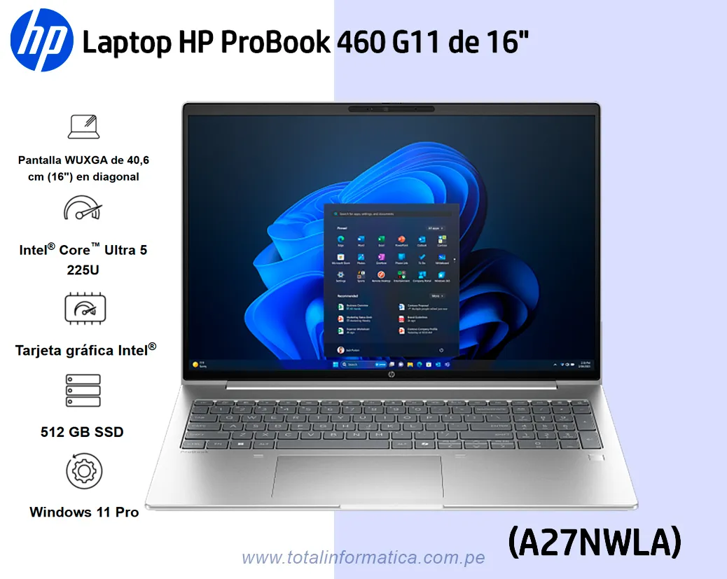 LAPTOP HP Probook 4 G1i CH0N8LT 16" WUXGA Intel Ultra 5 225U, RAM 24GB, 512GB SSD, Win Pro. - imagen 1
