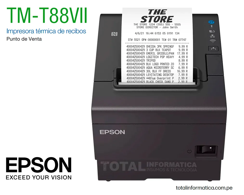 EPSON TM-T88VII Impresora Térmica de Recibos Serial USB/Ethernet - imagen 2