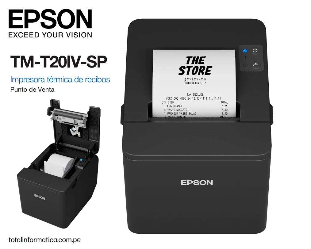 EPSON TM-T20IV-SP Impresora Termica de Recibos USB + Serial y Red Ethernet - imagen 2
