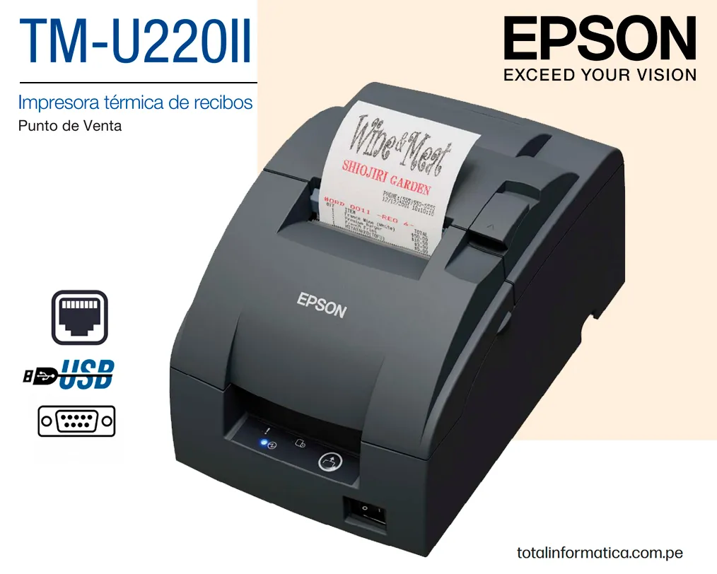 Epson TM-U220IIA-042 Impresora TERMICA 20 KB, 64 Db, ESC/POS, USB - imagen 1