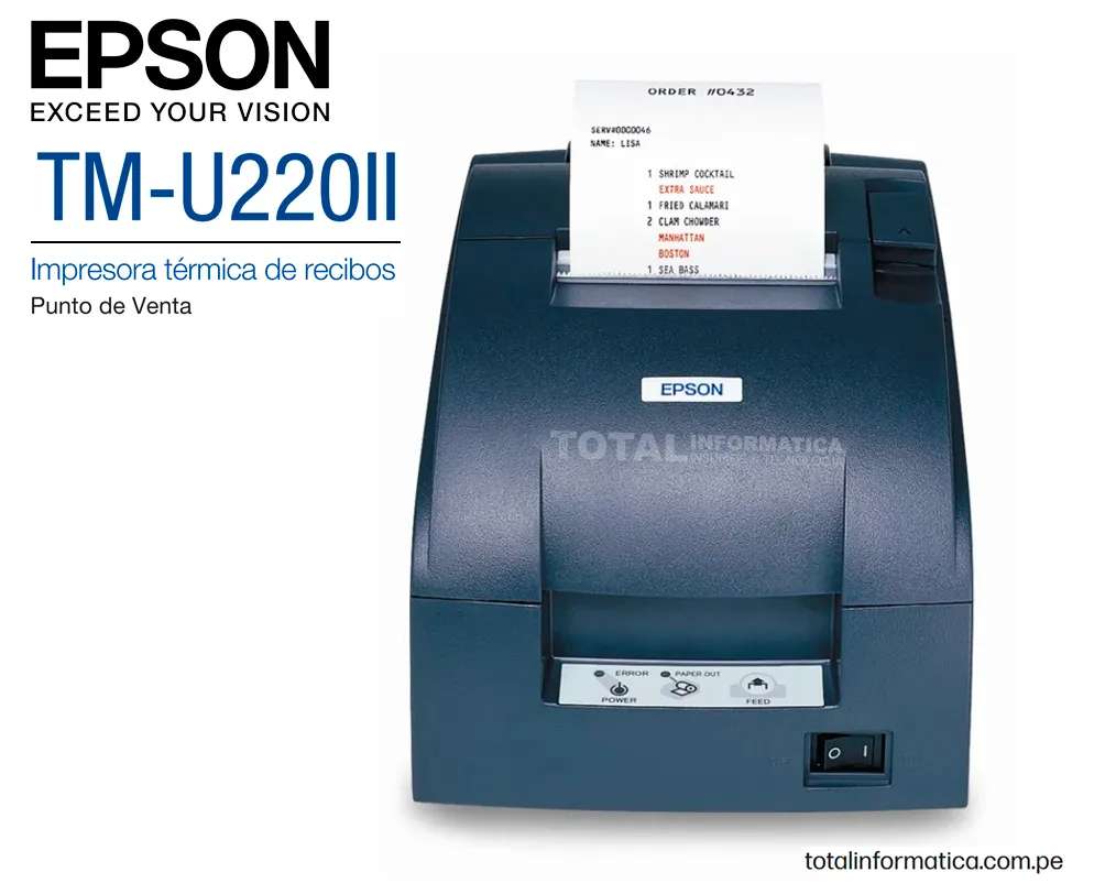 Epson TM-U220IIA-042 Impresora TERMICA 20 KB, 64 Db, ESC/POS, USB - imagen 2