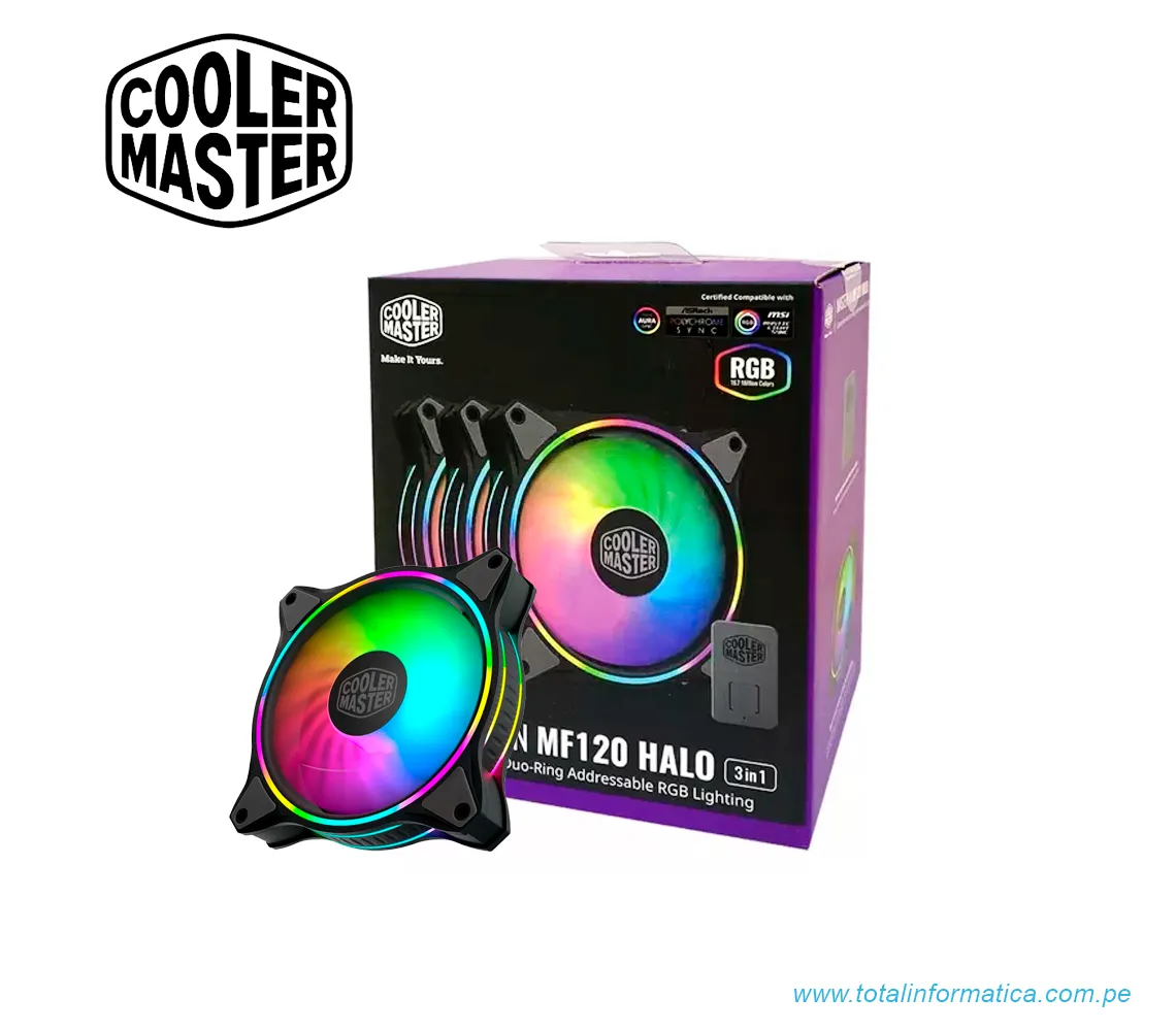 VENTILADOR FAN COOLER MASTER MASTERFAN MF120 HALO 3IN1 - imagen 1