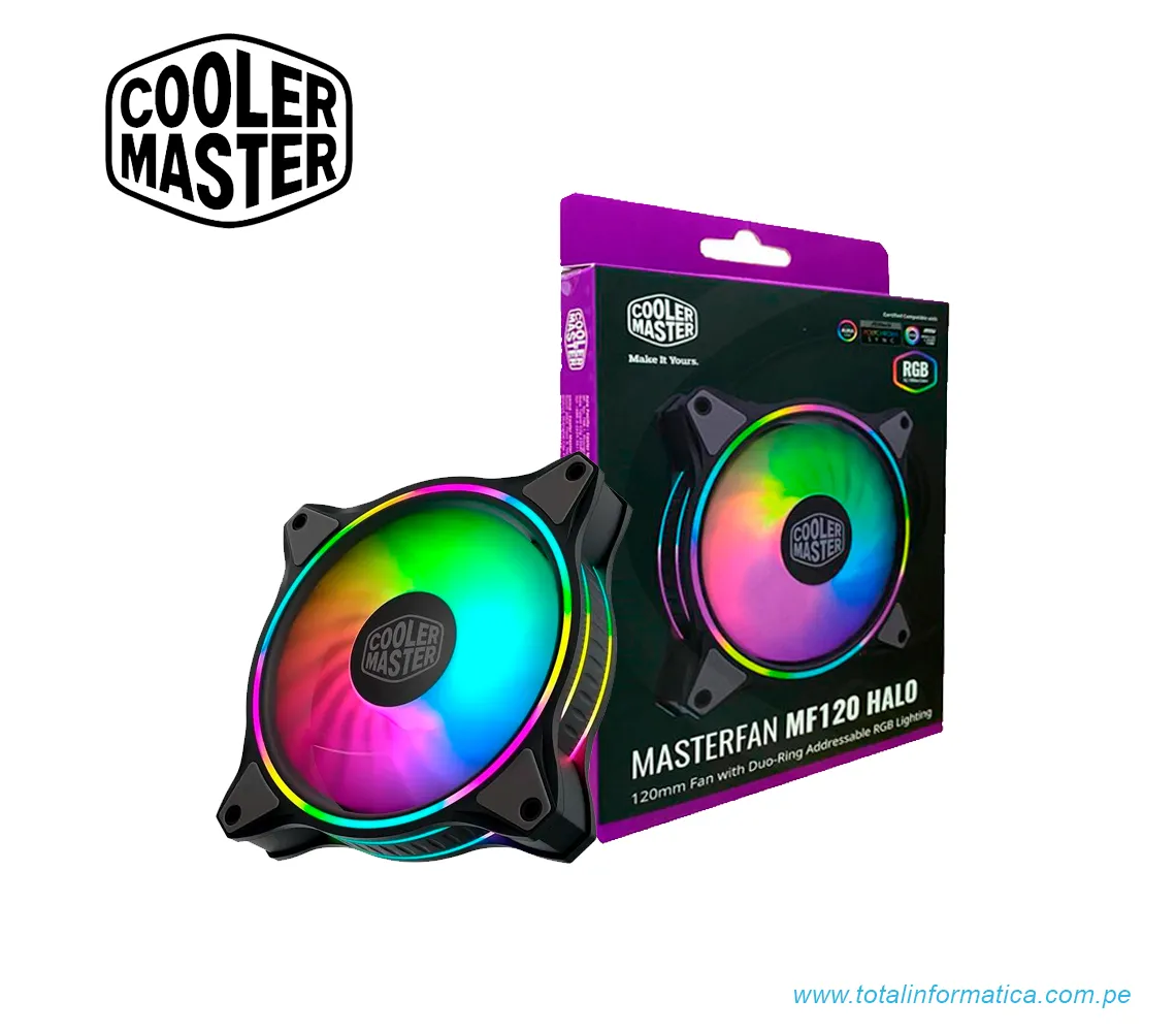 VENTILADOR  COOLER MASTER MASTERFAN RGB MF120 HALO BLACK - imagen 1