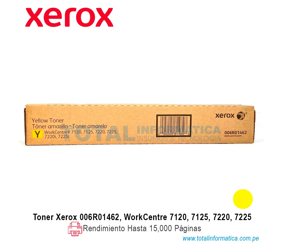 TONER XEROX ( 006R01462 ) WORKCENTRE 7120, 7225, YELLOW, 15K PAG - imagen 1
