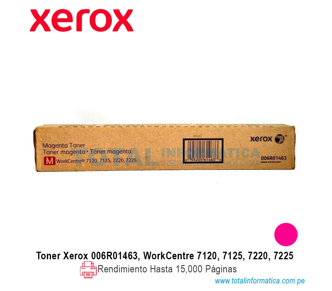 TONER XEROX ( 006R01463 ) WORKCENTRE 7120, 7225, MAGENTA, 15K PAG - imagen 1