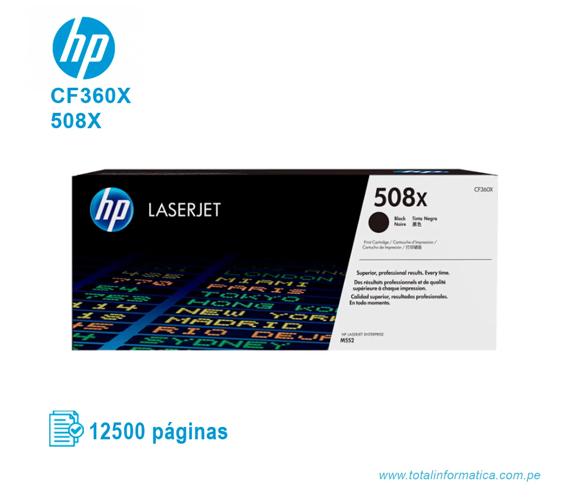 TONER HP 508X BLACK ( CF360X ) LASERJET M553, 12500 PGS - imagen 1