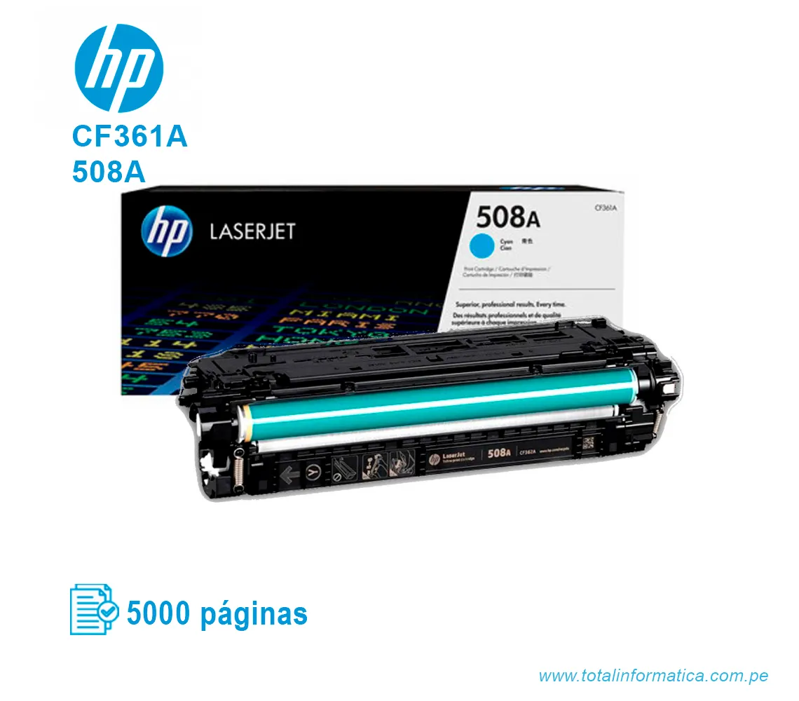 TONER HP 508A CYAN ( CF361A ) LASERJET M553, 5.0K PGS - imagen 2