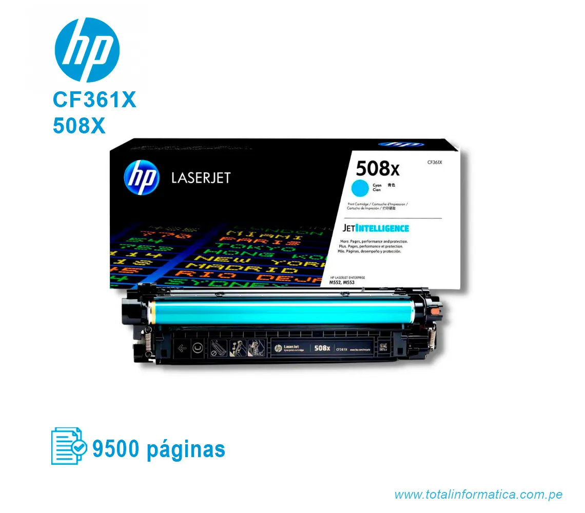 TONER HP 508X CYAN ( CF361X ) LASERJET M553, 9.5K PGS - imagen 2