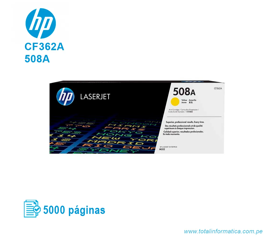 TONER HP 508A YELLOW ( CF362A ) LASERJET M553, 5.0K PGS - imagen 1