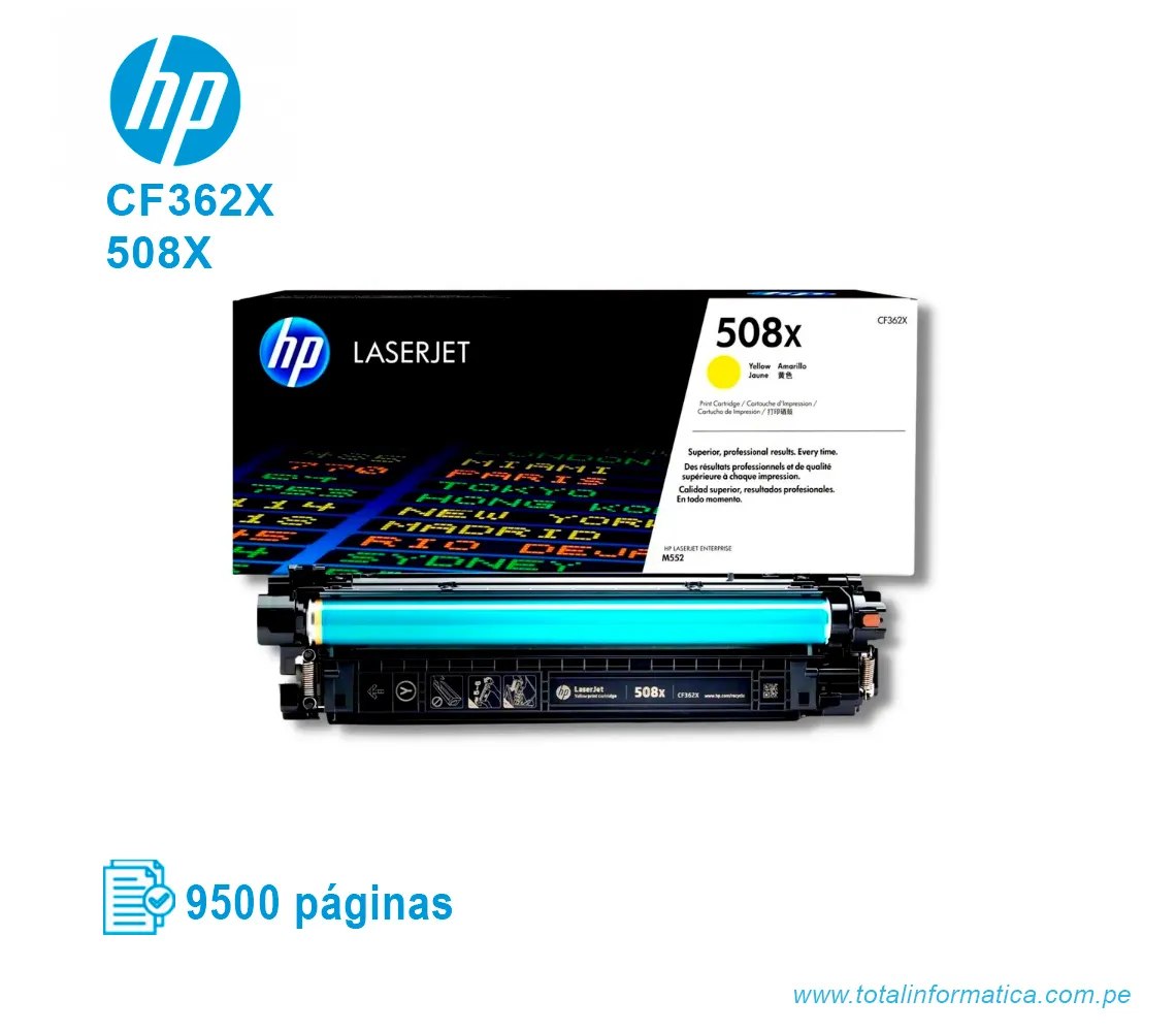 TONER HP 508X YELLOW ( CF362X ) LASERJET M553, 9.5K PGS - imagen 2