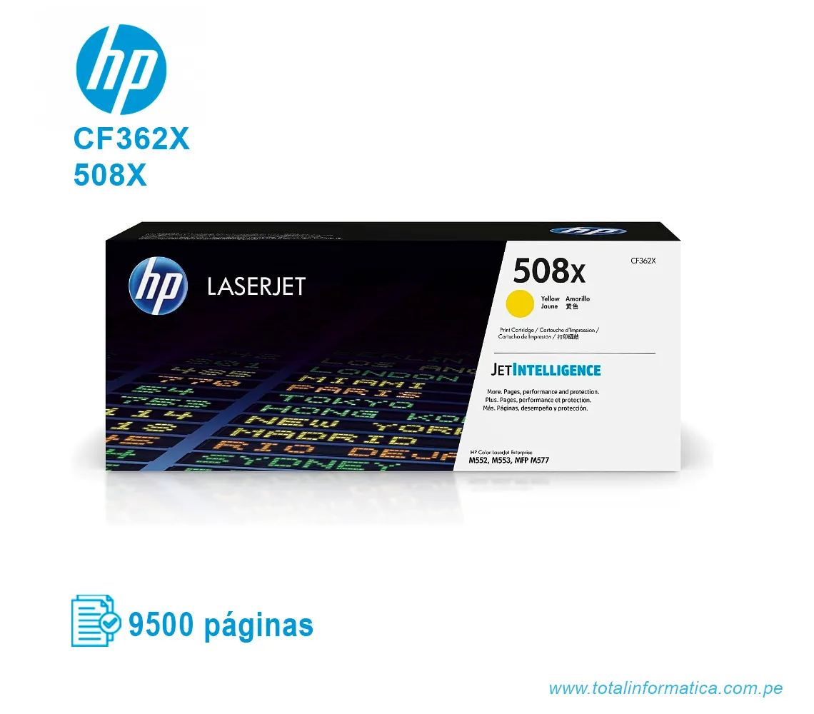 TONER HP 508X YELLOW ( CF362X ) LASERJET M553, 9.5K PGS - imagen 1